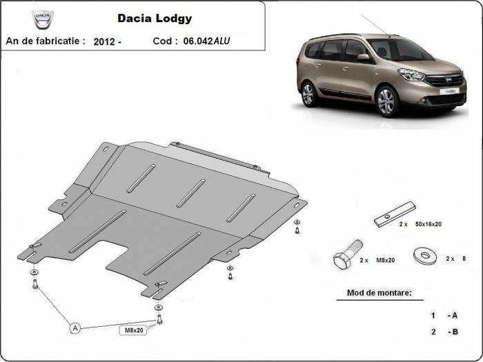 Cubre cárter Aluminio Dacia Lodgy "06.042ALU" (2012-2022) a medida