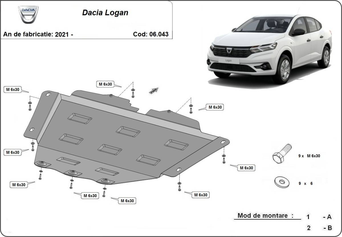 Cubre cárter metálico Dacia Logan (2021-actualidad) a medida