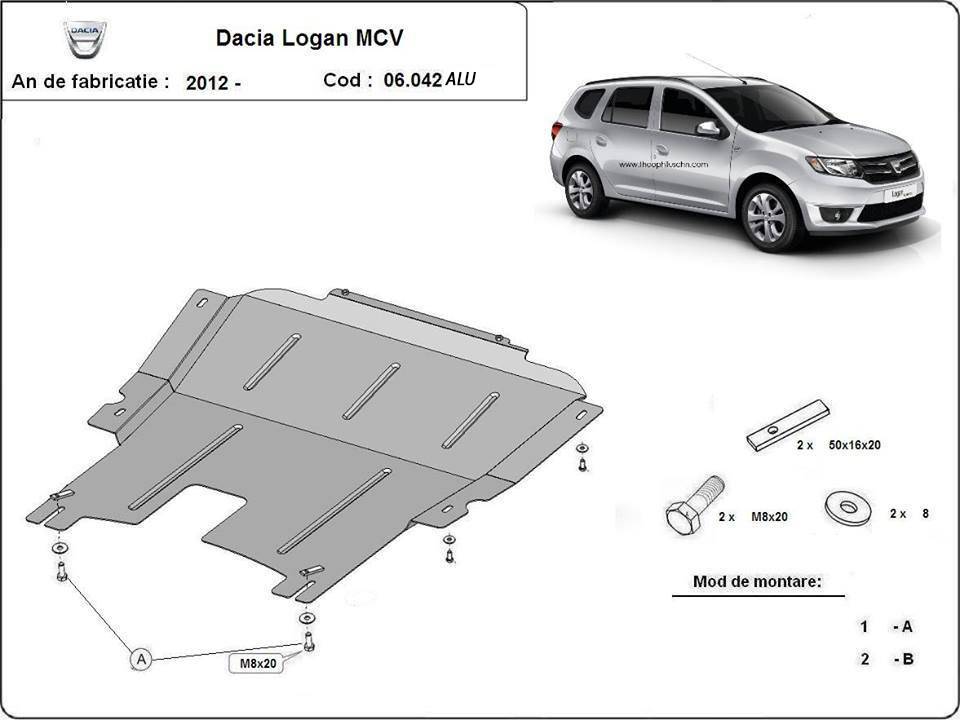 Cubre cárter Aluminio Dacia Logan MCV "06.042ALU" (2012-2020) a medida