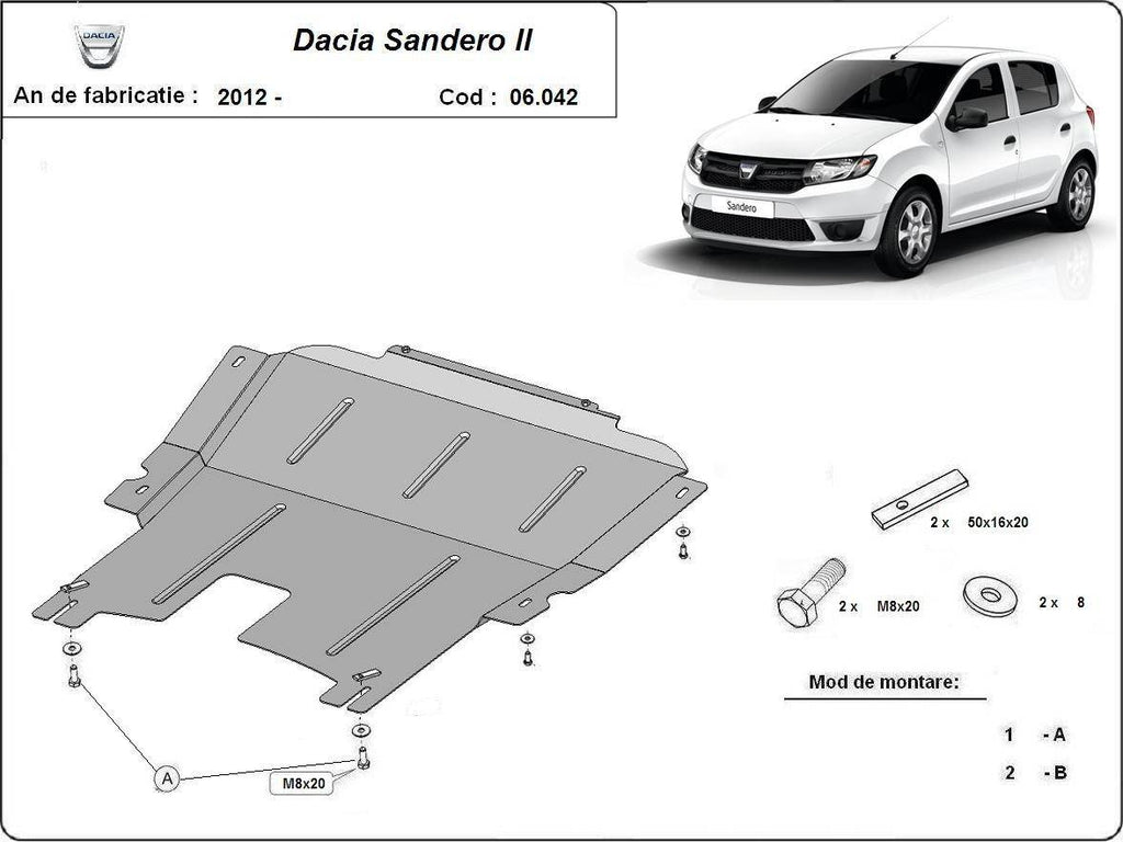 Cubre cárter metálico Dacia Sandero 2 (2012-2020) a medida
