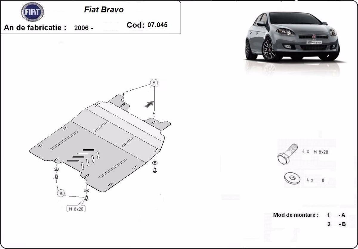 Cubre cárter metálico Fiat Bravo (2007-2014) a medida