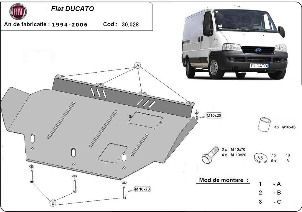 Cubre cárter metálico Fiat Ducato (1994-2006) a medida