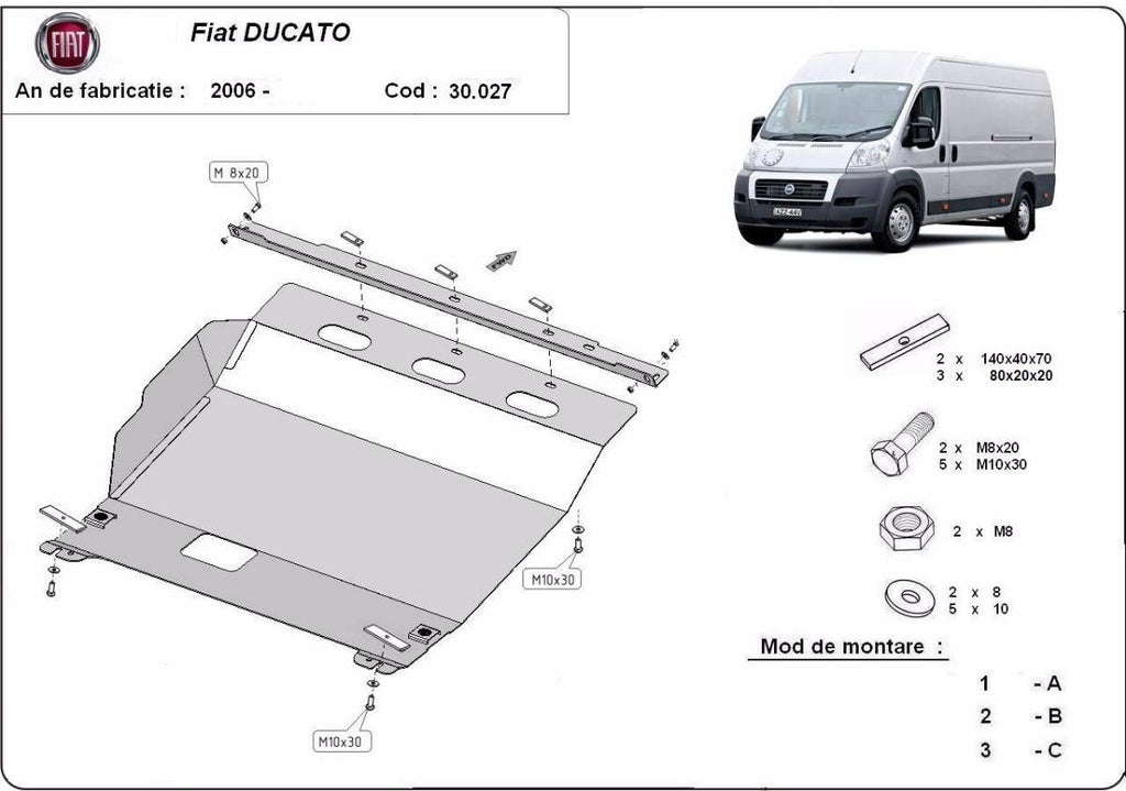 Cubre cárter metálico Fiat Ducato (2006-actualidad) a medida