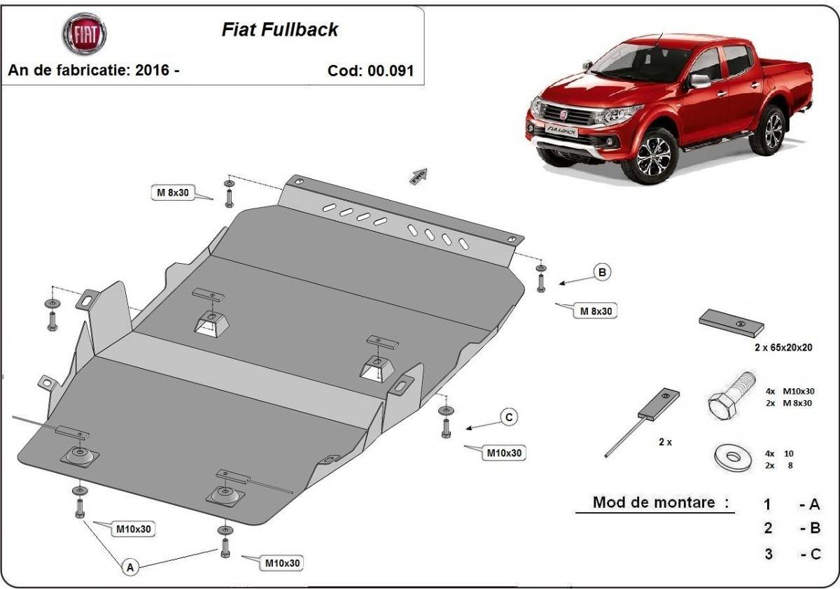 Cubre cárter metálico Fiat Fullback (2016-2022) a medida
