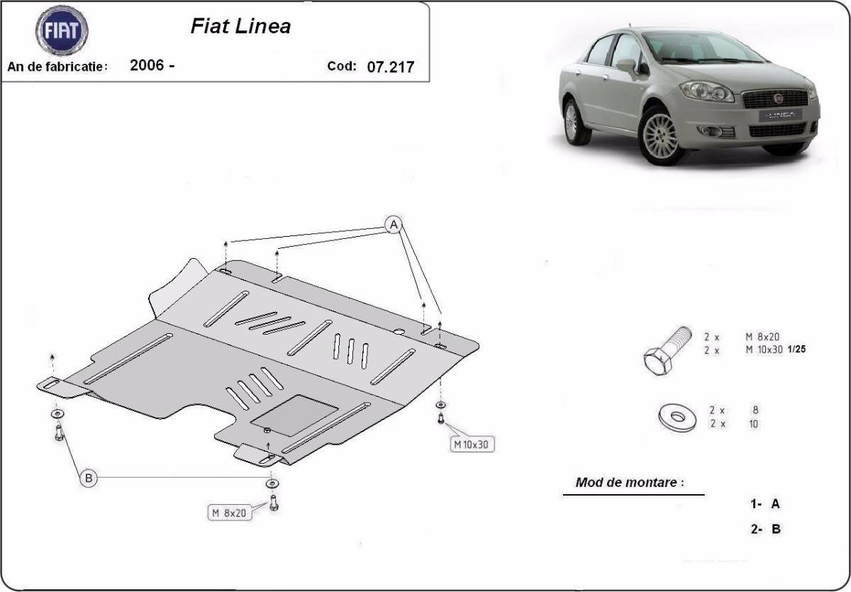 Cubre cárter metálico Fiat Linea (2007-2018) a medida