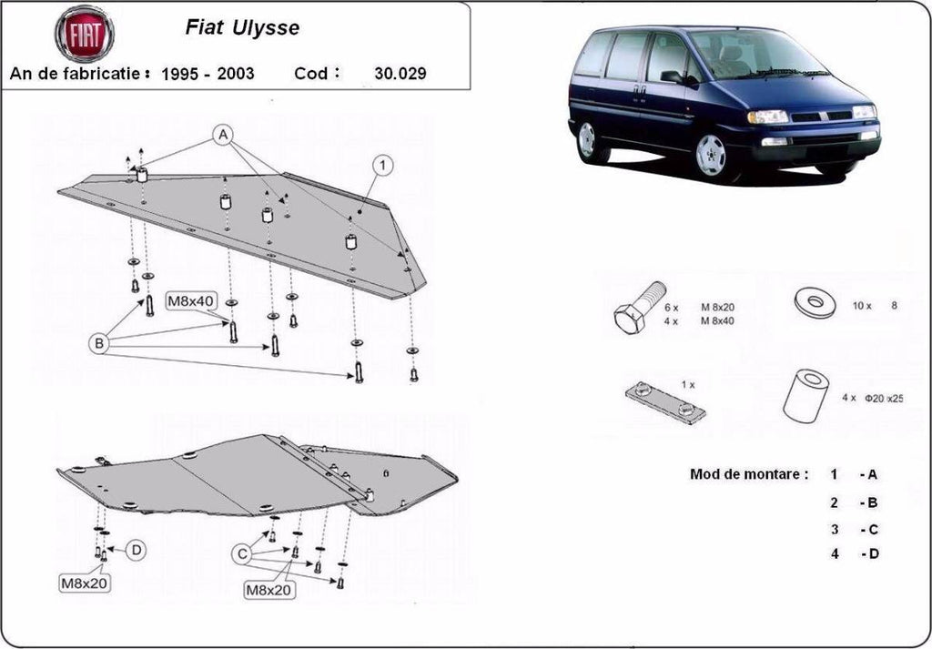 Cubre cárter metálico Fiat Ulysse (1995-2003) a medida