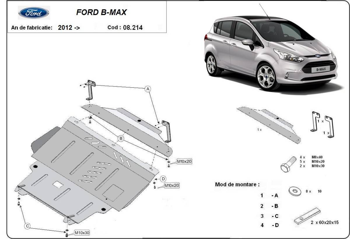 Cubre cárter metálico Ford B-Max (2012-2017) a medida