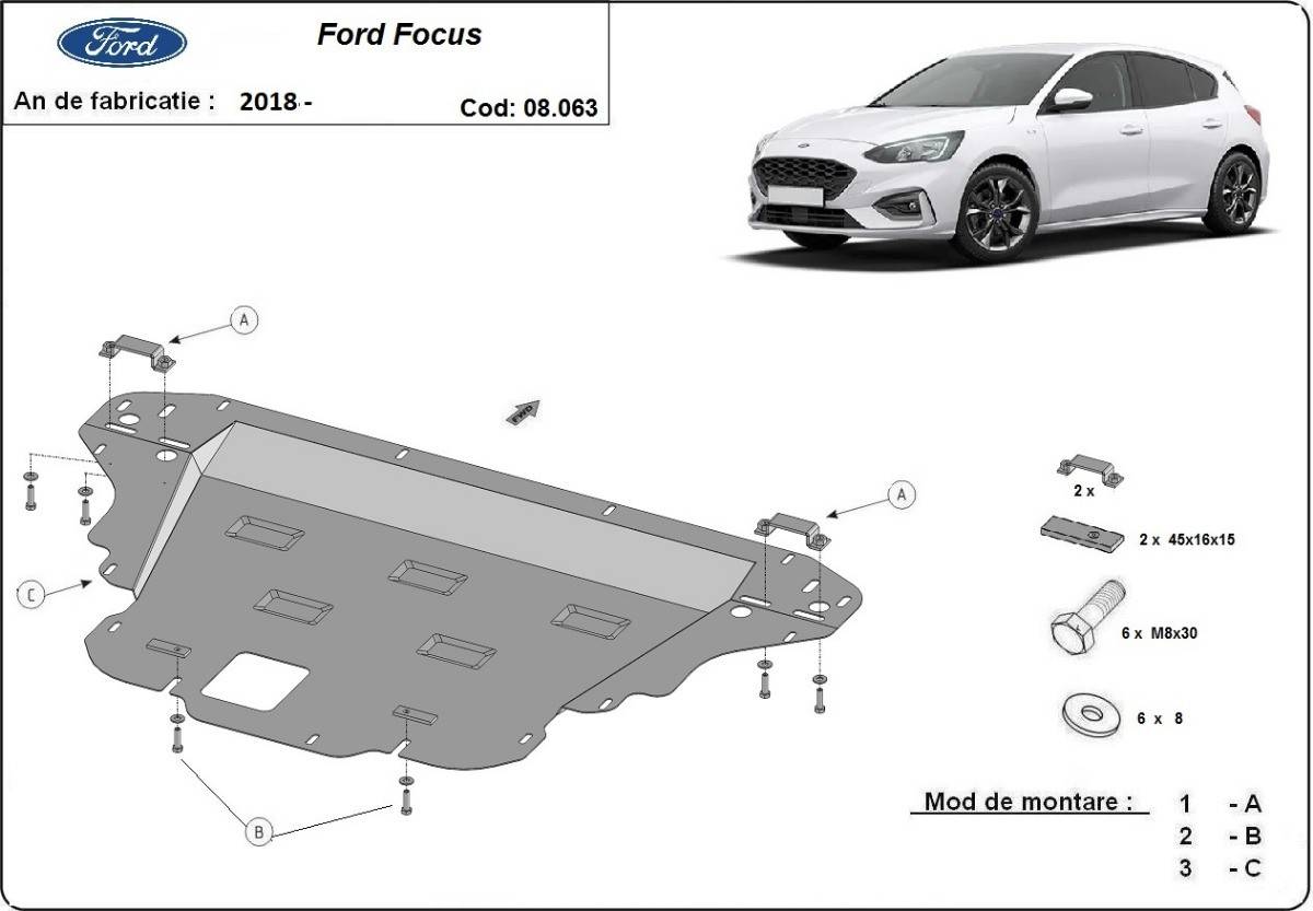 Cubre cárter metálico Ford Focus 4 (2018-actualidad) a medida