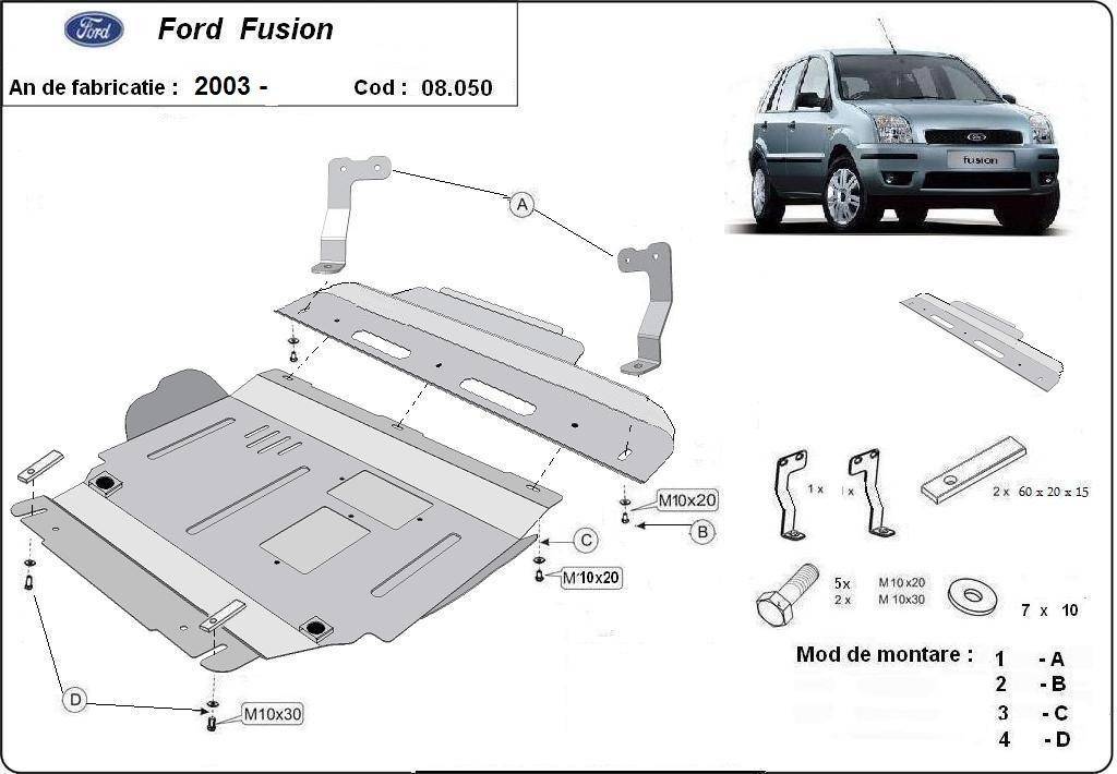 Cubre cárter metálico Ford Fusion (2003-2012) a medida