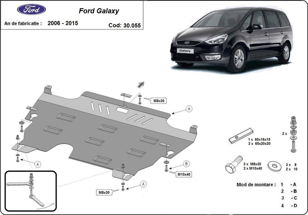 Cubre cárter metálico Ford Galaxy 2 (2007-2015) a medida
