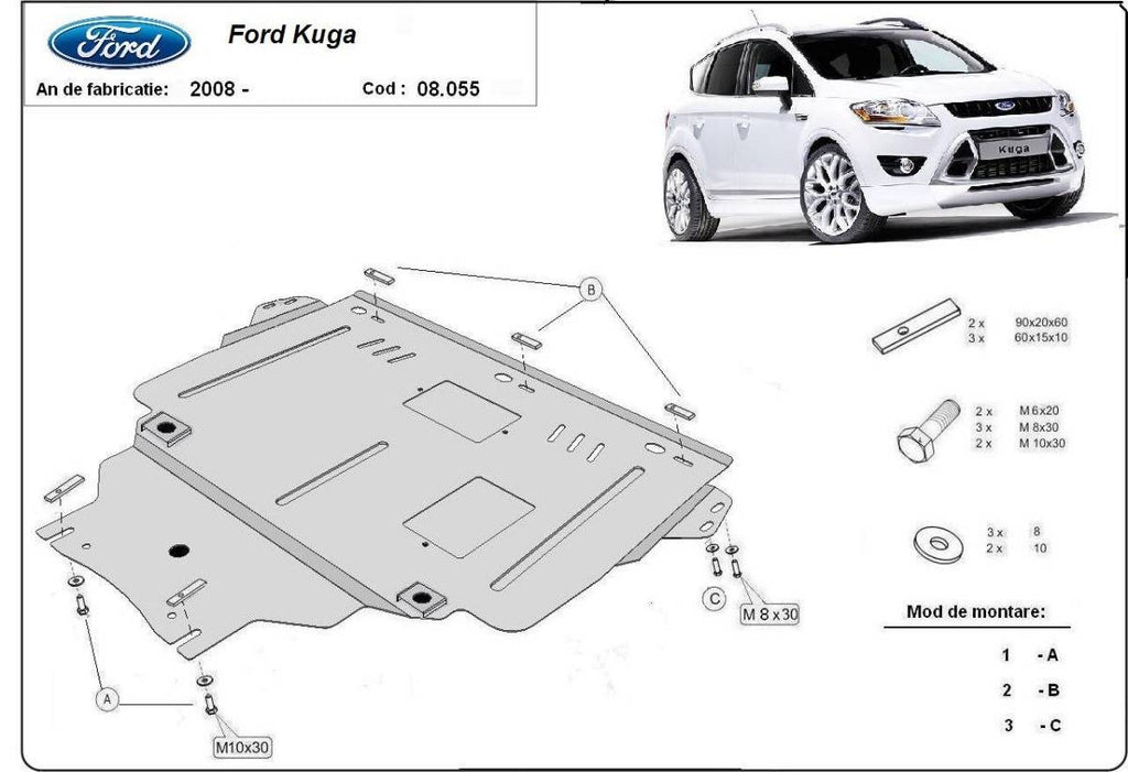 Cubre cárter metálico Ford Kuga (2008-2012) a medida