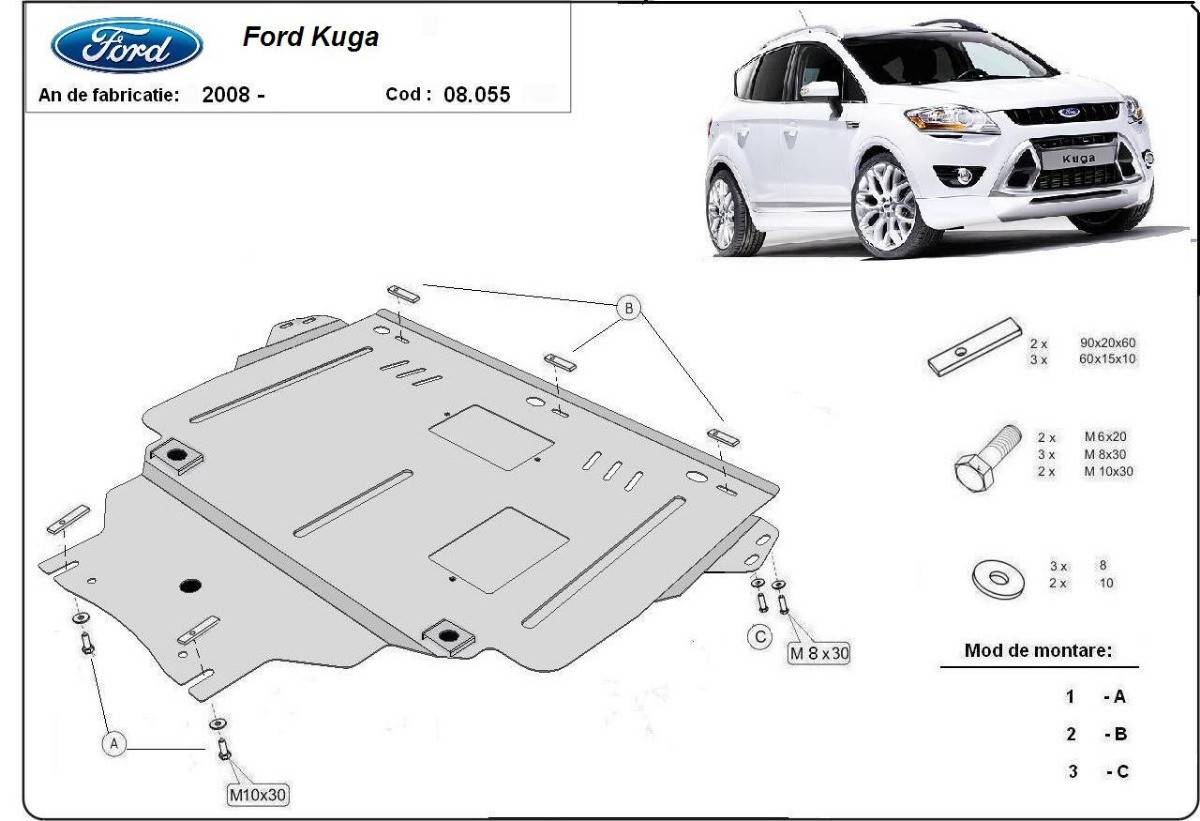 Cubre cárter metálico Ford Kuga (2008-2012) a medida