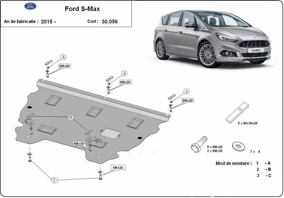 Cubre cárter metálico Ford S - Max (2015-actualidad) a medida