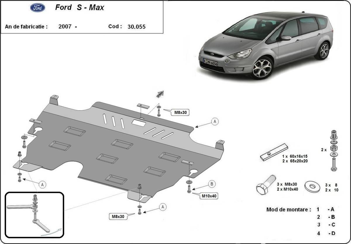 Cubre cárter metálico Ford S - Max (2006-2015) a medida