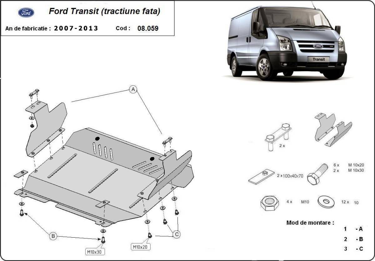 Cubre cárter metálico Ford Transit - FWD (2007-2013) a medida