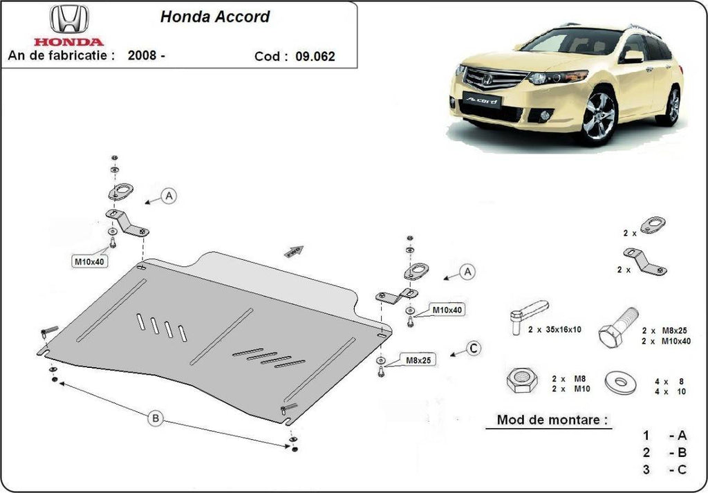 Cubre cárter metálico Honda Accord (2008-actualidad) a medida