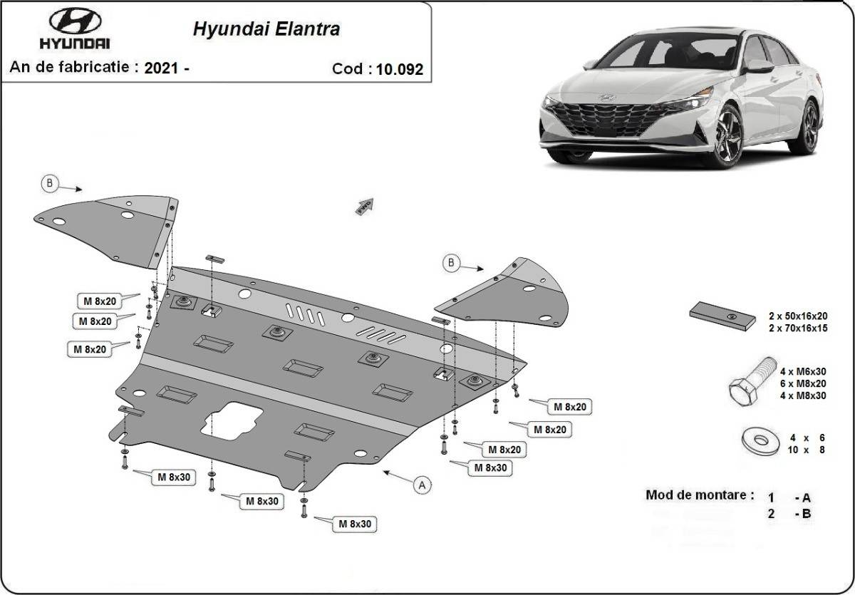 Cubre cárter metálico Hyundai Elantra (2021-2022) a medida