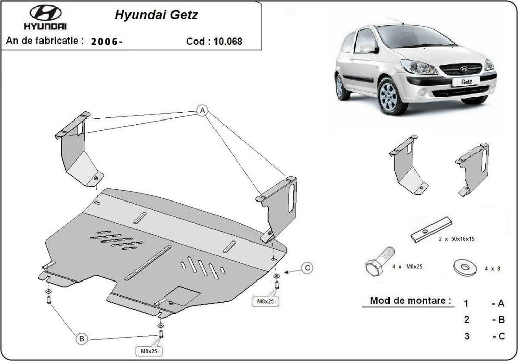 Cubre cárter metálico Hyundai Getz (2006-2010) a medida
