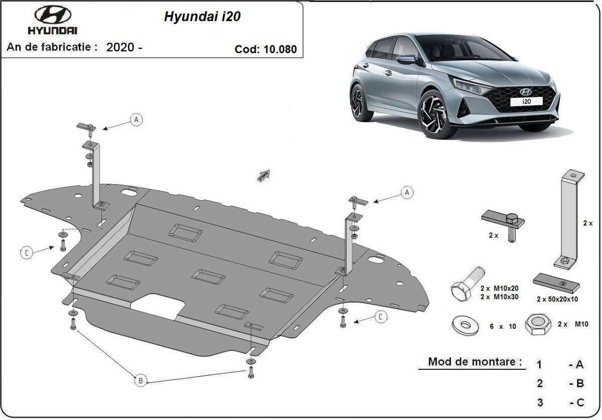 Cubre cárter metálico Hyundai i20 (2020-2022) a medida