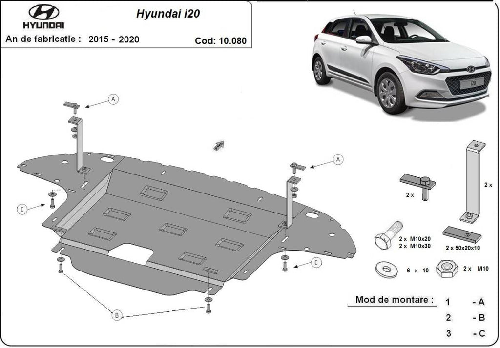 Cubre cárter metálico Hyundai i20 (2015-2020) a medida