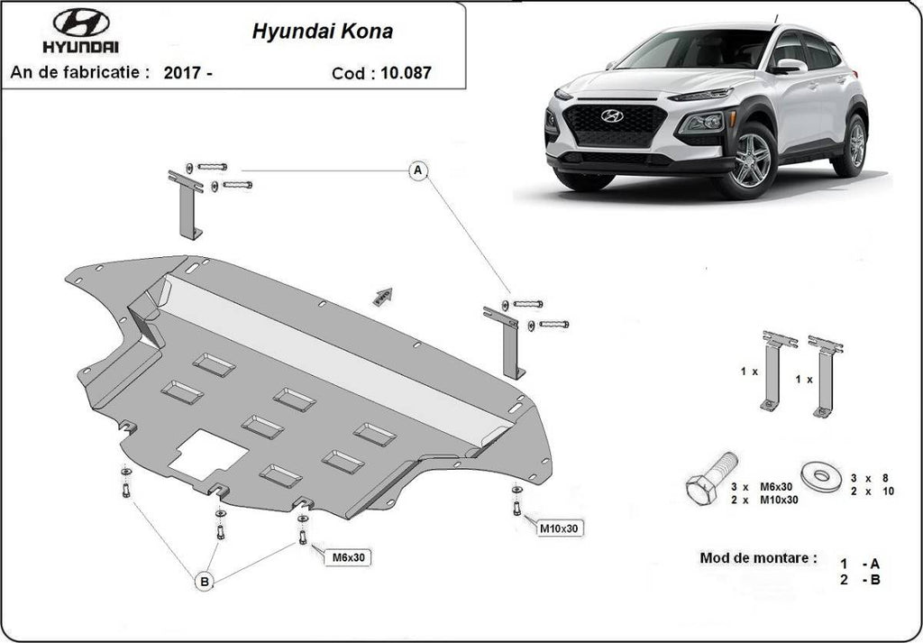 Cubre cárter metálico Hyundai Kona (2017-2020) a medida