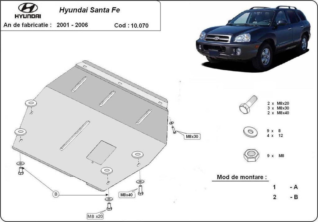 Cubre cárter metálico Hyundai Santa Fe (2001-2006) a medida