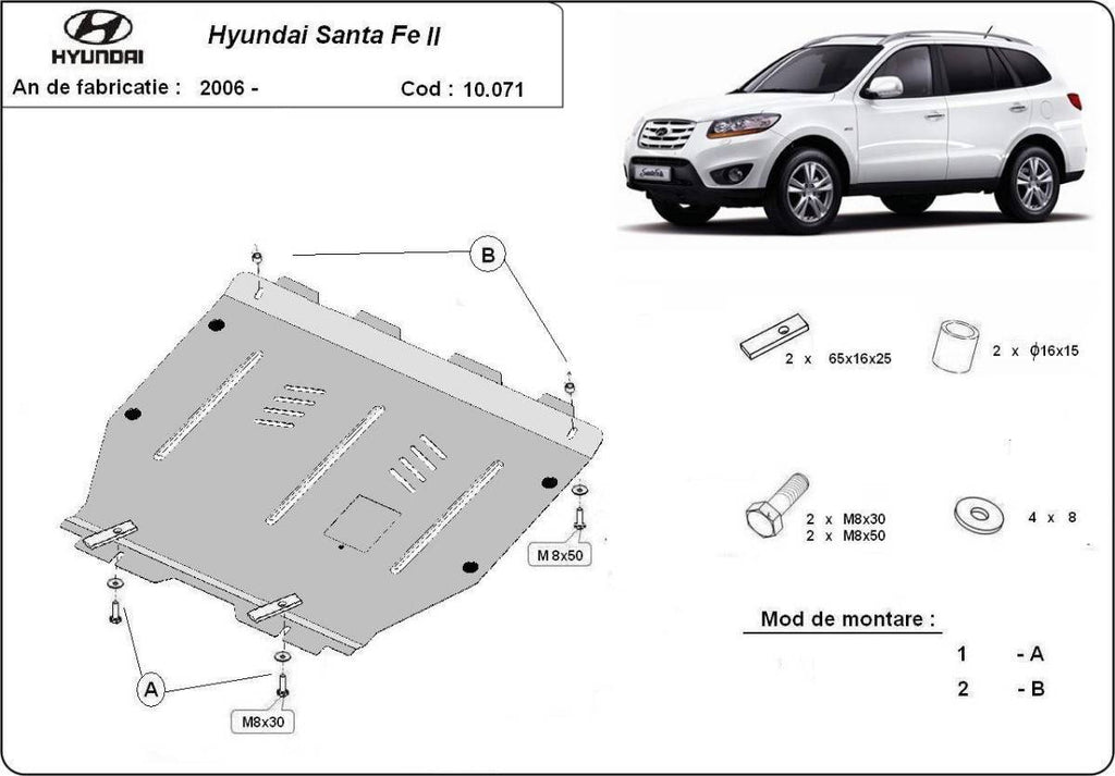 Cubre cárter metálico Hyundai Santa Fe (2006-2011) a medida