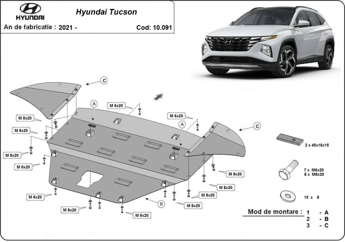 Cubre cárter metálico Hyundai Tucson (2021-2026) a medida