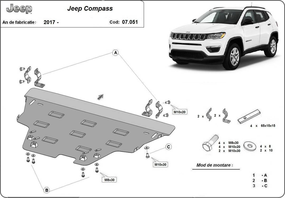 Cubre cárter metálico Jeep Compass (2017-2022) a medida