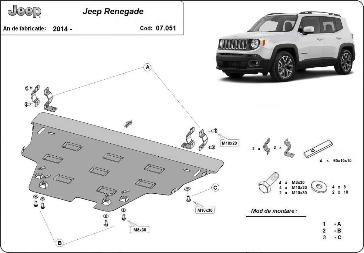 Cubre cárter metálico Jeep Renegade (2014-2022) a medida