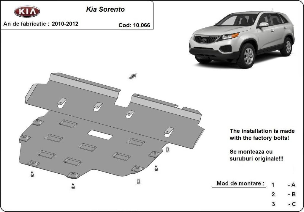 Cubre cárter metálico Kia Sorento (2010-2012) a medida