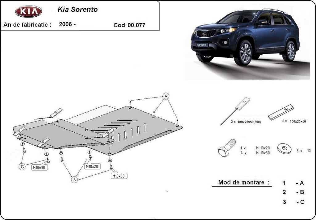 Protección de Caja de Cambios y Diferencial Kia Sorento (2006-2009)