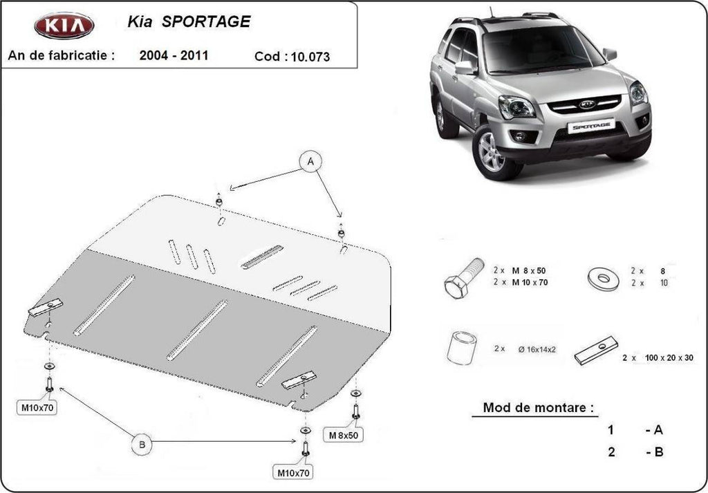 Cubre cárter metálico Kia Sportage (2004-2010) a medida