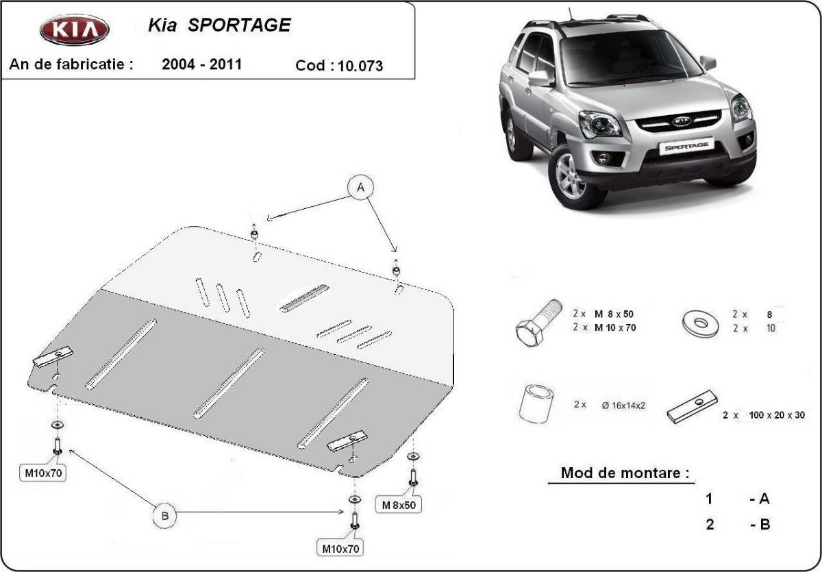 Cubre cárter metálico Kia Sportage (2004-2010) a medida