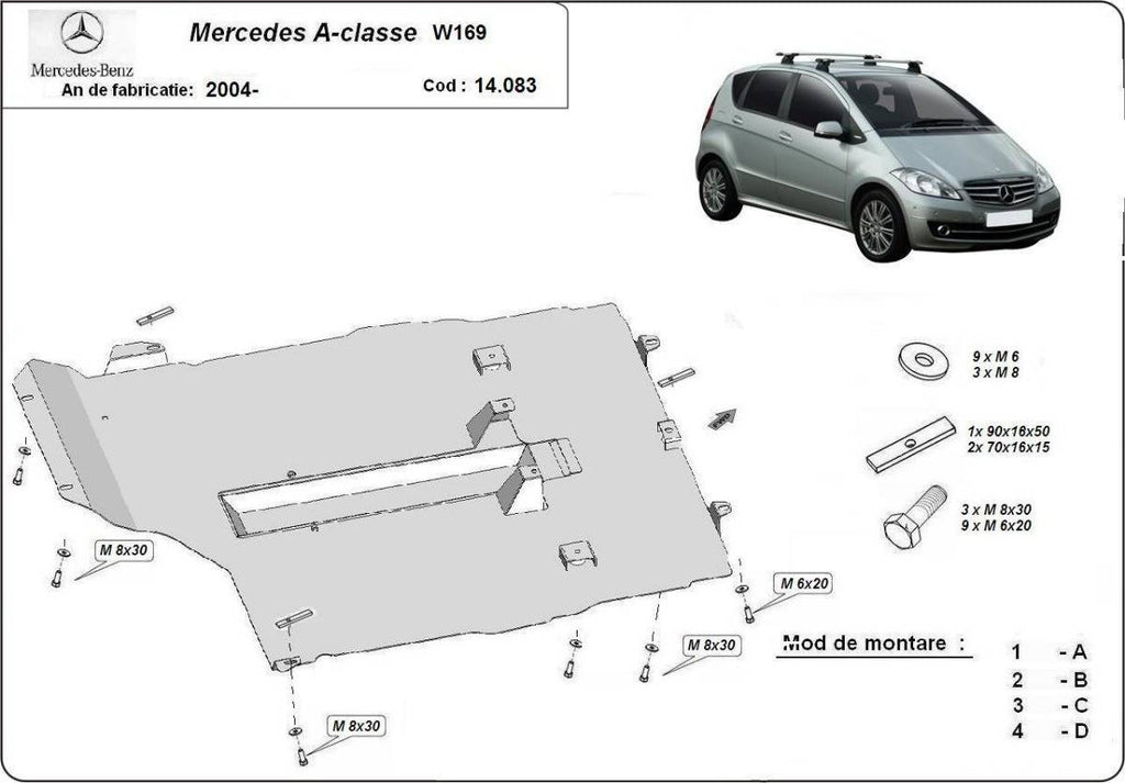 Cubre cárter metálico Mercedes Clase A (2004-2012) a medida