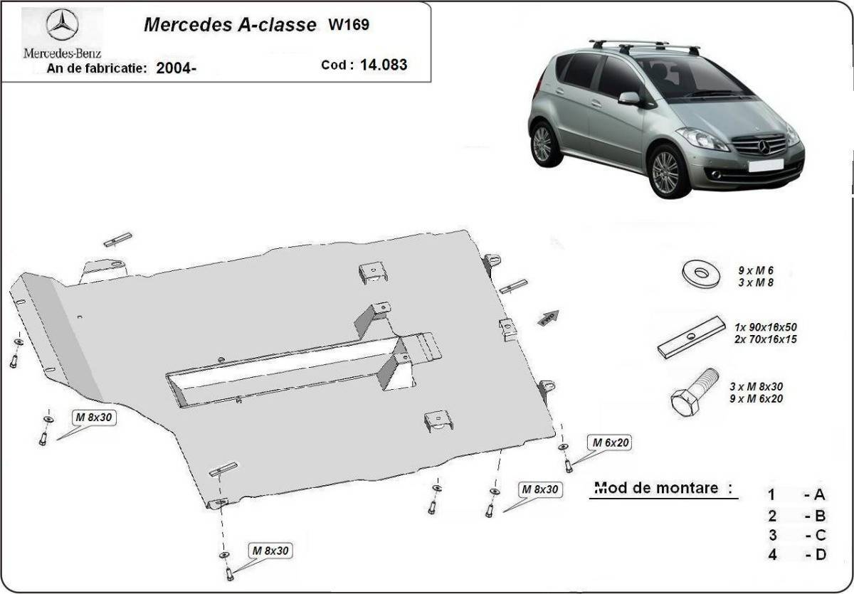 Cubre cárter metálico Mercedes Clase A (2004-2012) a medida