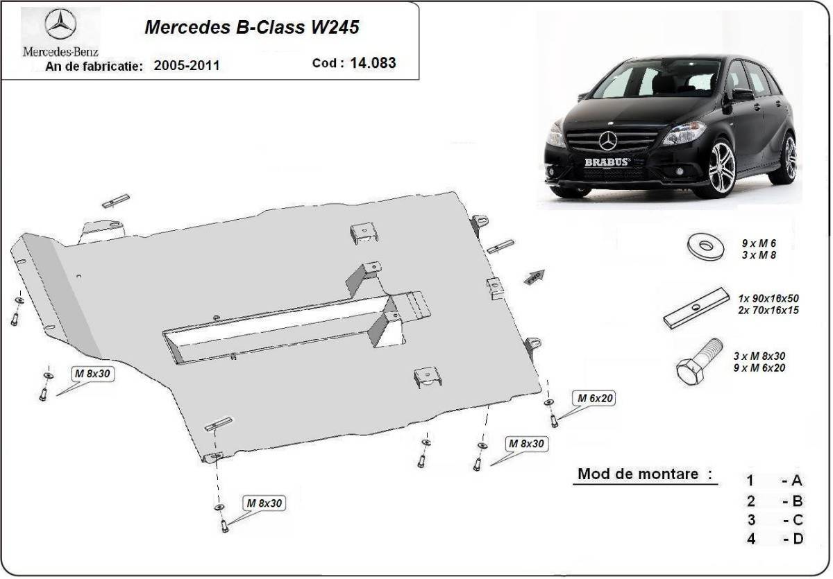 Cubre cárter metálico Mercedes Clase B (2005-2011) a medida