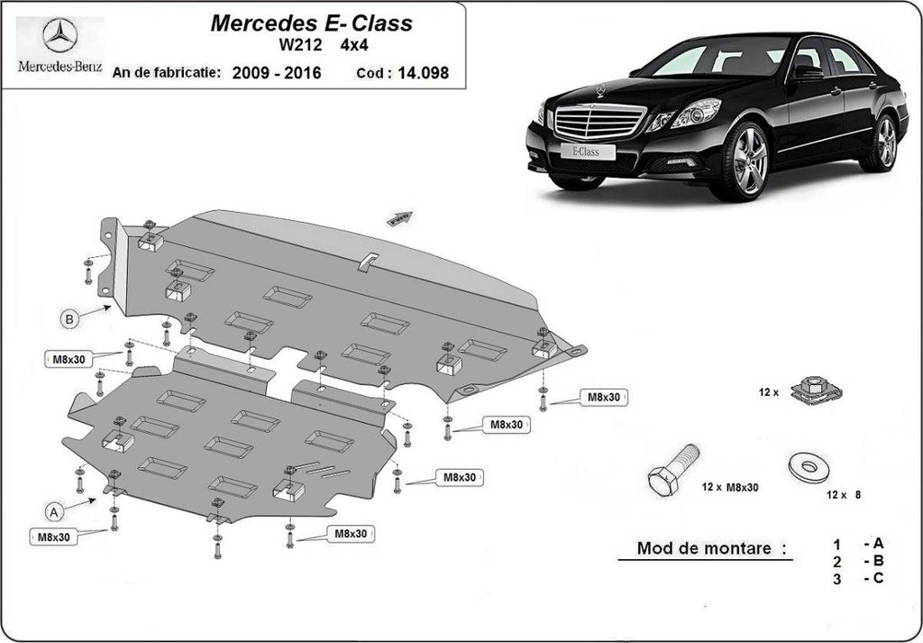 Cubre cárter metálico Mercedes Clase E W212 - 4x4 (2009-2016) a medida