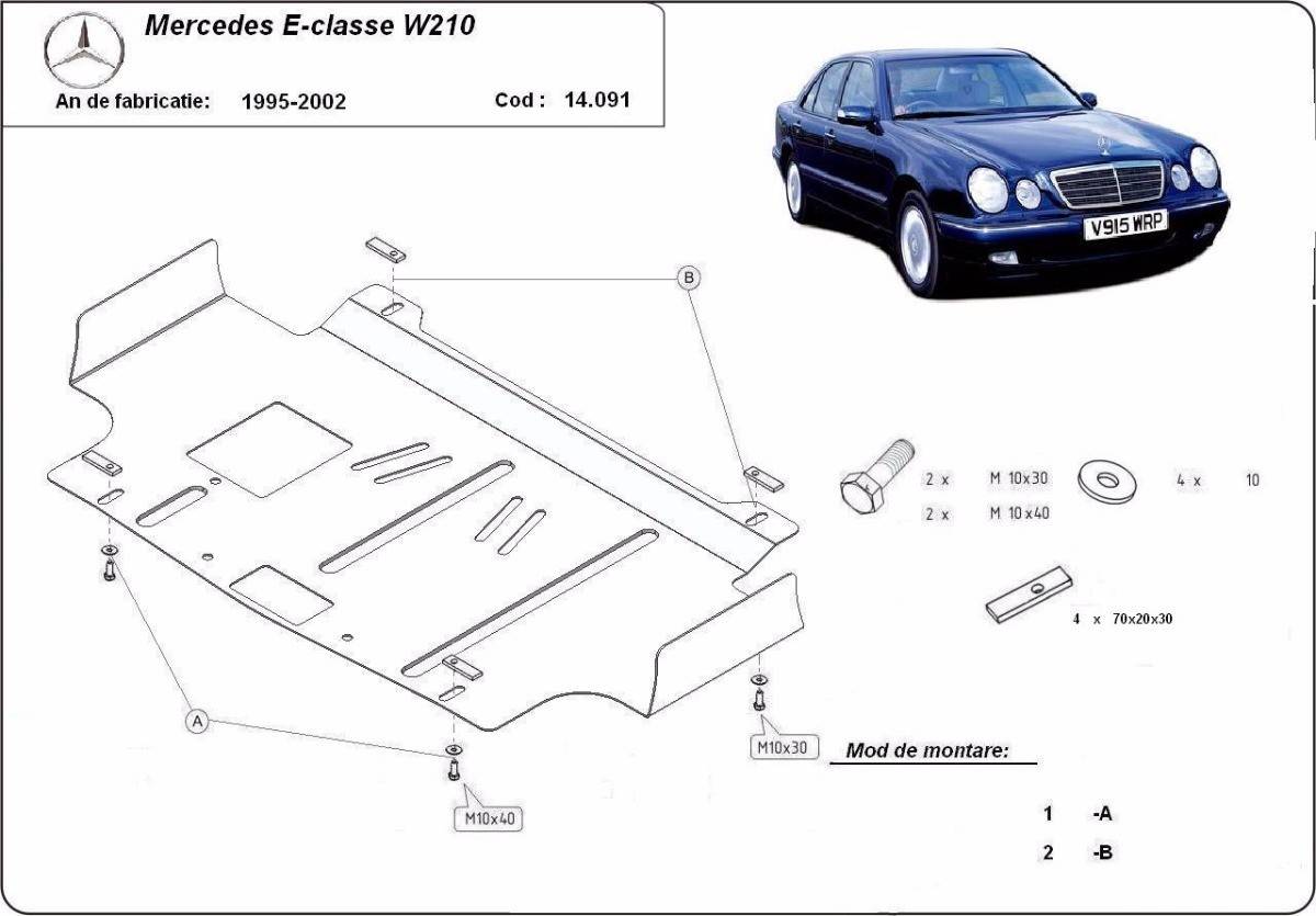 Cubre cárter metálico Mercedes Clase E W210 (1995-2003) a medida