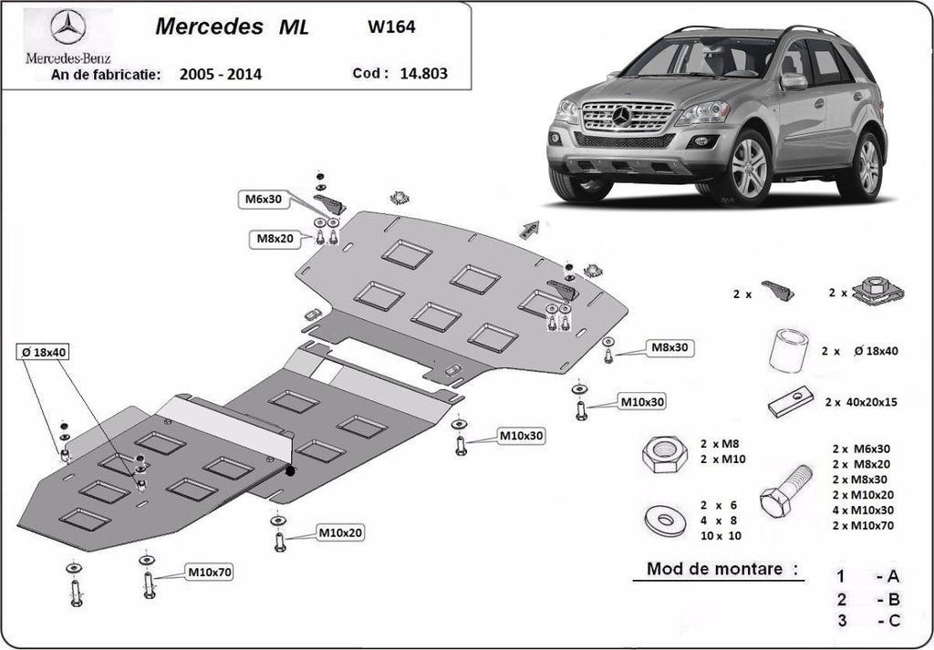 Cubre cárter metálico Mercedes ML W164 (2005-2011) a medida
