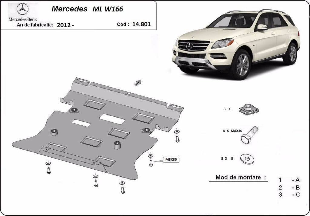 Cubre cárter metálico Mercedes ML W166 (2011-2019) a medida