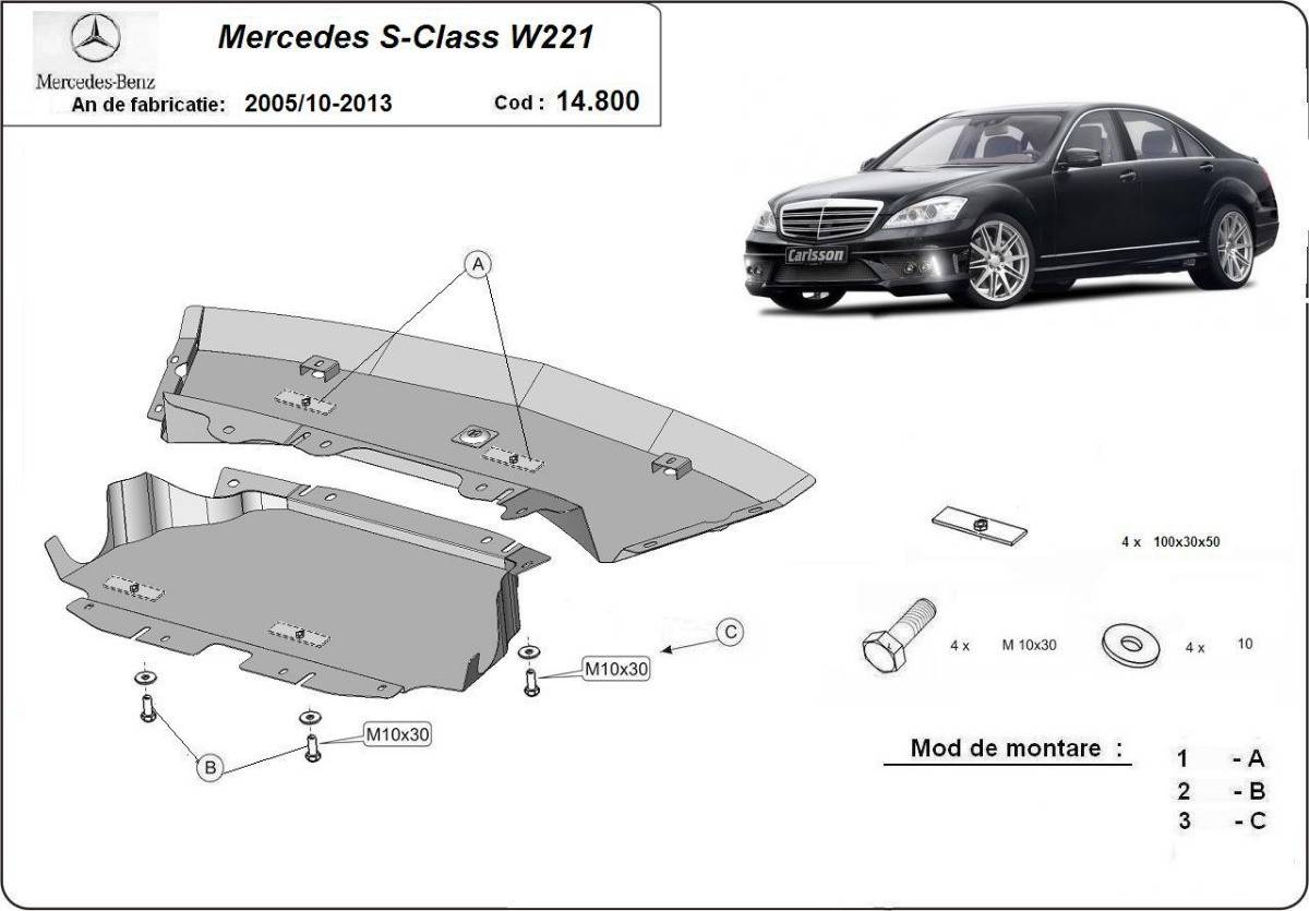 Cubre cárter metálico Mercedes Clase S W221 (2005-2013) a medida
