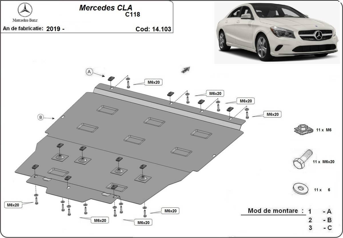 Cubre cárter metálico Mercedes CLA C118 (2018-2022) a medida