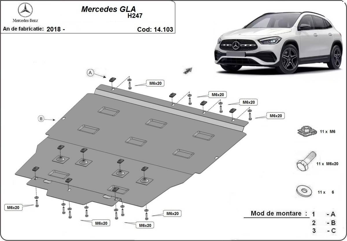 Cubre cárter metálico Mercedes GLA H247 (2018-2022) a medida