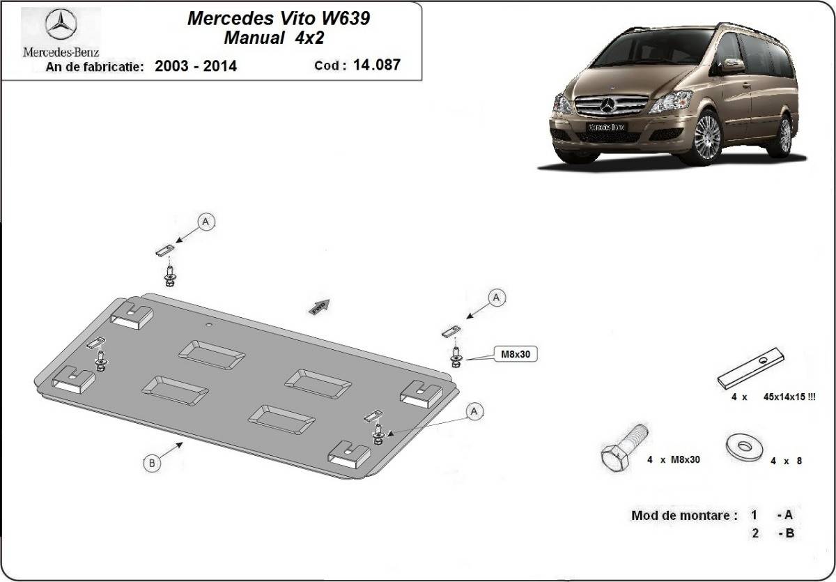 Cubre cárter metálico Mercedes Viano W639 - 2.2 D 4x2 (2003-2014) a medida
