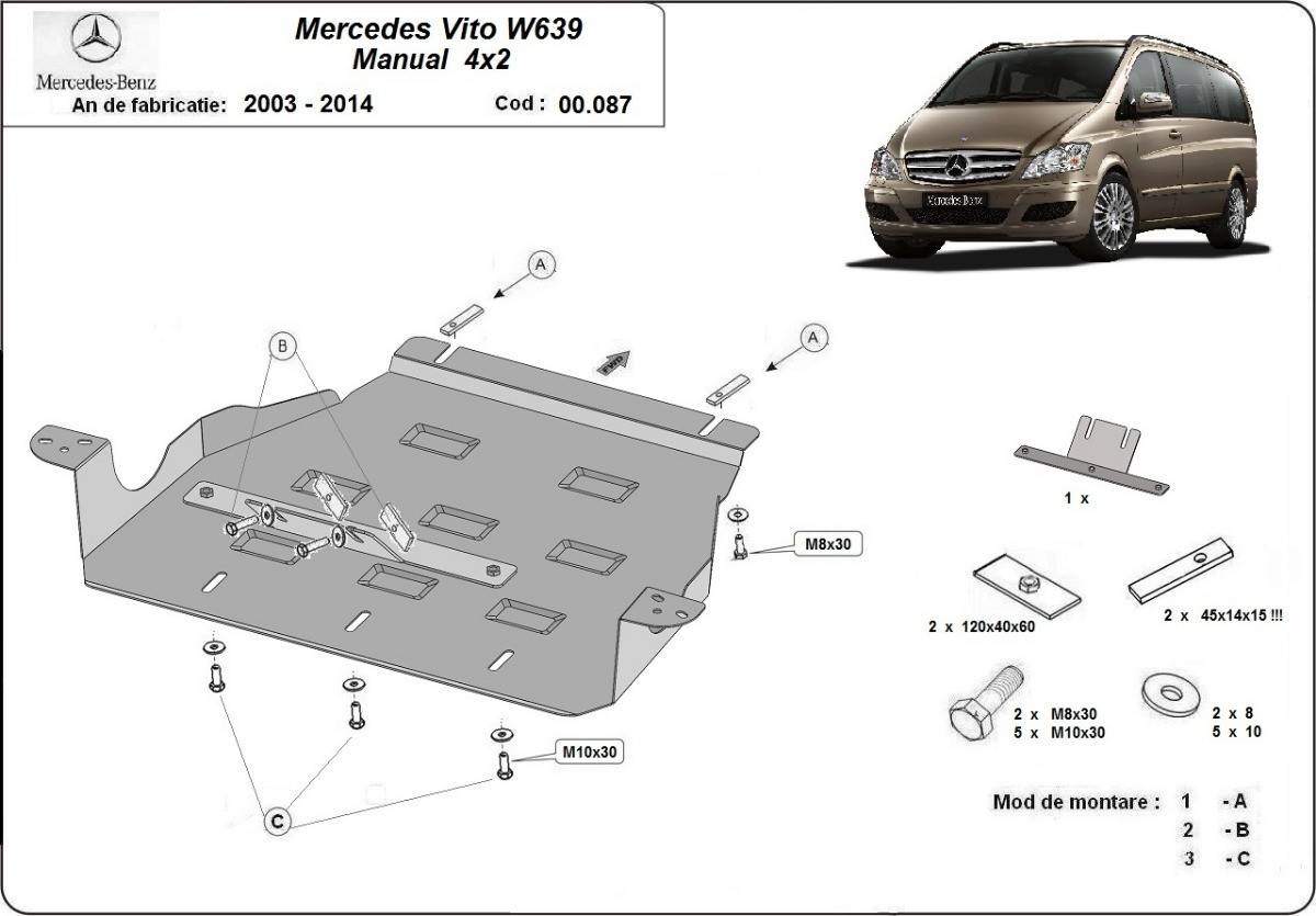 Protección de Caja de Cambios Mercedes Viano W639 - 2.2 D 4x2 (2003-2014)
