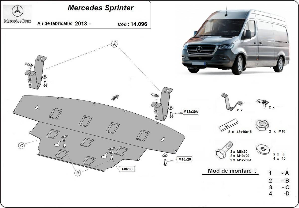 Cubre cárter metálico Mercedes Sprinter-RWD (2018-2022) a medida