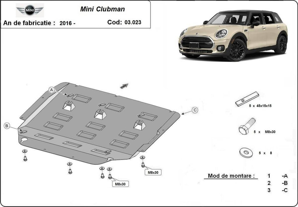 Cubre cárter metálico Mini Clubman (2016-2022) a medida