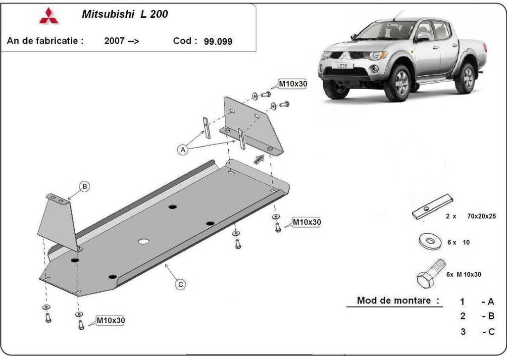 Protección del Depósito de Combustible Mitsubishi L 200 (2005-2015)