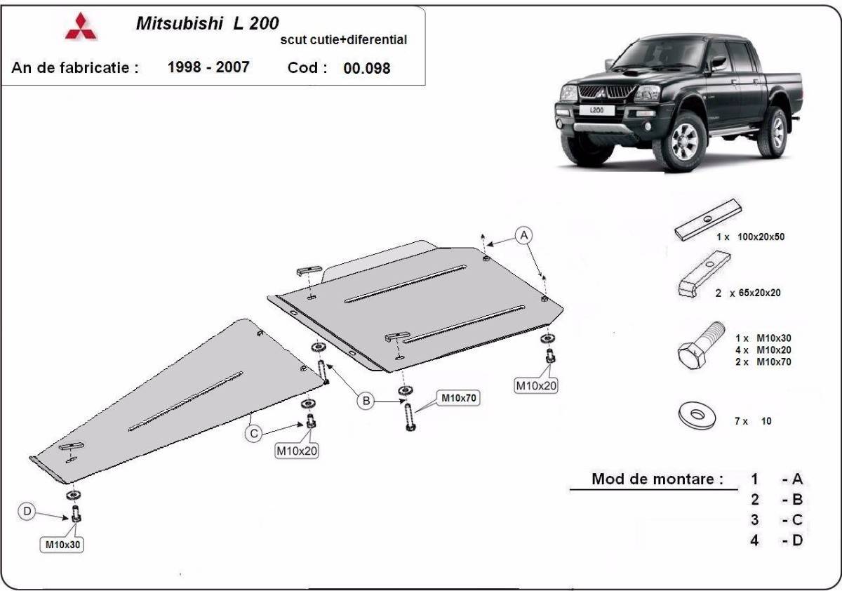 Protección de Caja de Cambios y Diferencial Mitsubishi L 200 (1998-2007)